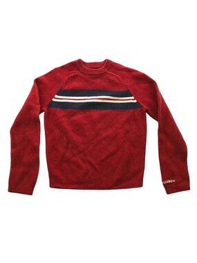 Abercrombie Kids Sweater Small Crew Neck Pullover Red Knit Striped Retro Casual